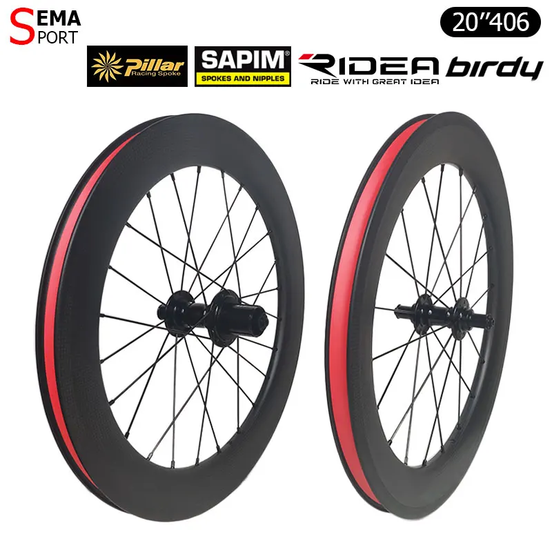 SEMA 20 дюймов 406 Углеродные колеса Birdy велосипеды с Ridea Hub полный T700 углеродное