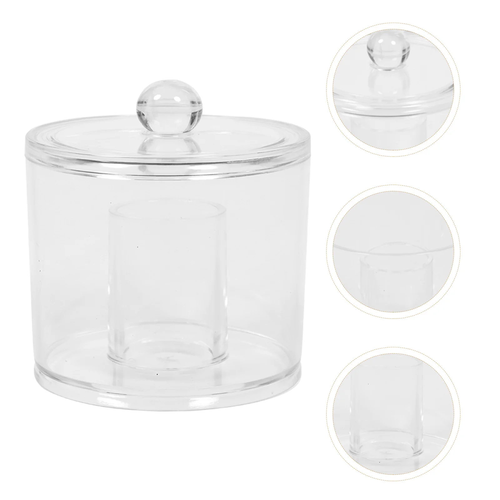 

1pc Cotton Swab Storage Boxes Transparent Round Makeup Cotton Boxes