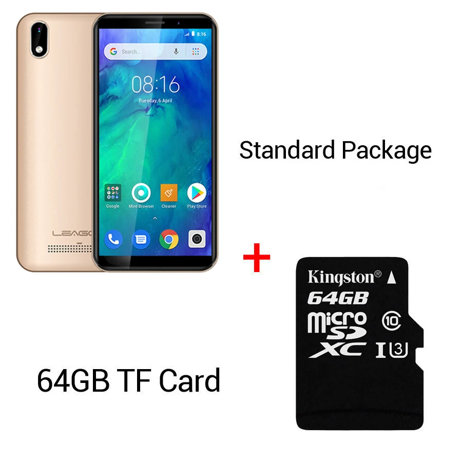 Gold N 64GB Card LEAGOO Z10 Android O Go 18:9 5," 1 ГБ ОЗУ 8 Гб ПЗУ смартфон 2000 мАч 960*480 MT6580M четырехъядерный мобильный телефон - Цвет: Gold N 64GB Card