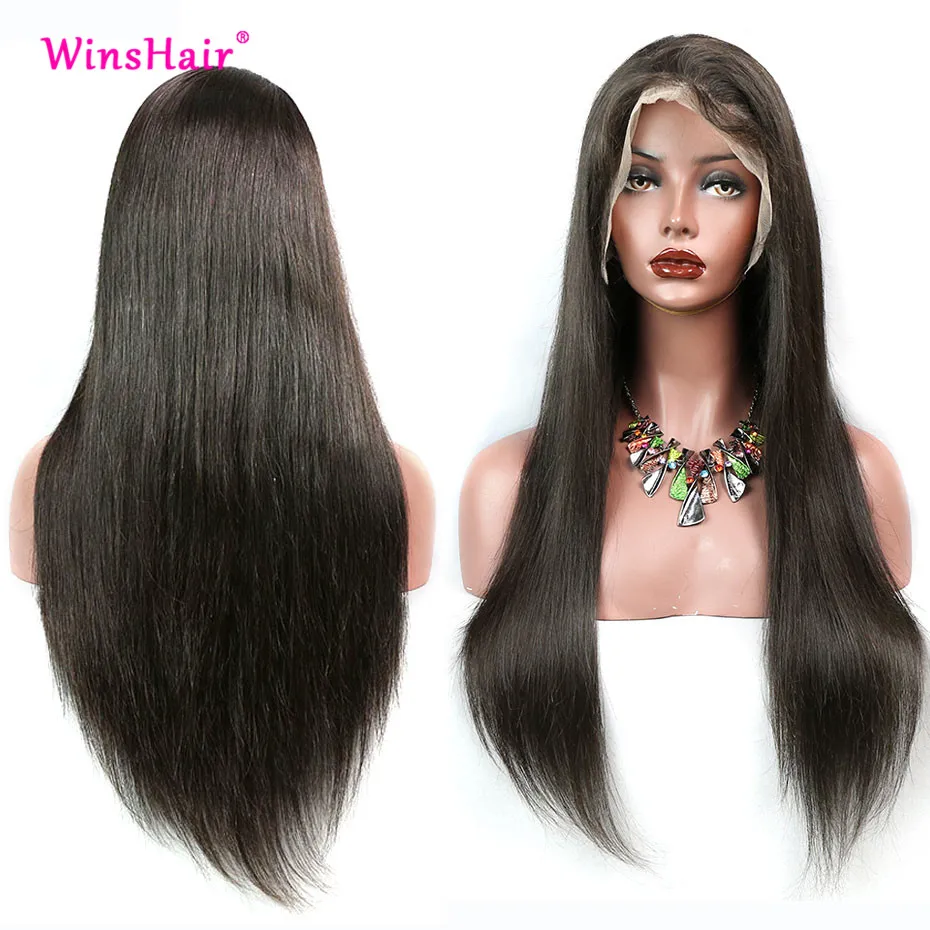 Прямой парик Winshair на сетке спереди 13x6 HD бразильские предварительно выщипанные