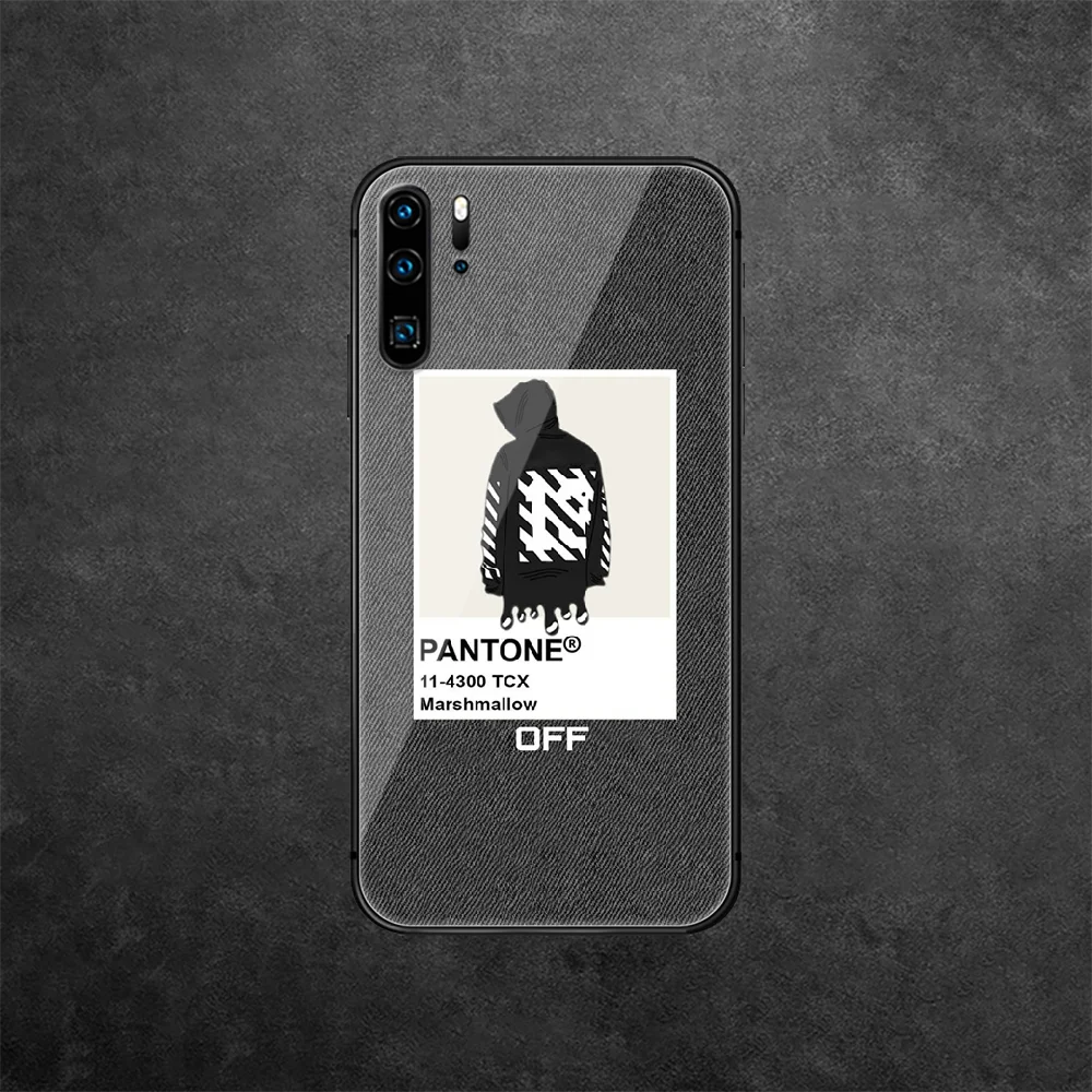 

White And Black Fashion Off Tempered Glass Phone Case Cover For Huawei Honor Mate P 7 8 9 10 20 30 40 A X I Pro Lite Smart 2019
