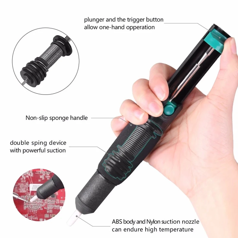

Vacuum Soldering Iron Desoldering Gun Suction Pen Manual Detinning Plastic Power Desoldering Pump Welding Tool