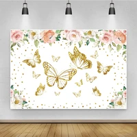 cartoon backdrop photography birthday party butterfly flowers gold dots poster baby shower photo background for photo studio