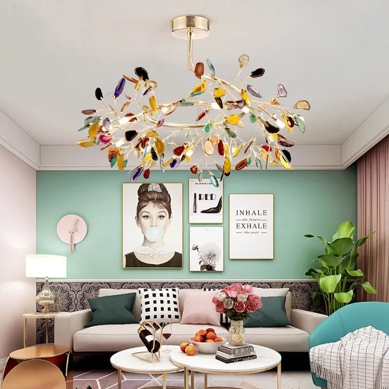 Агатовая Свадебная пурпурная люстра светодиодный светильник Рубиновая лампа