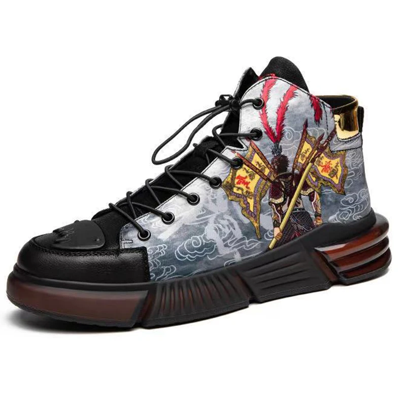 

New trendy shoes, men's sports and leisure personality, men's shoes, autumn and winter new high-top leather high-top shoes
