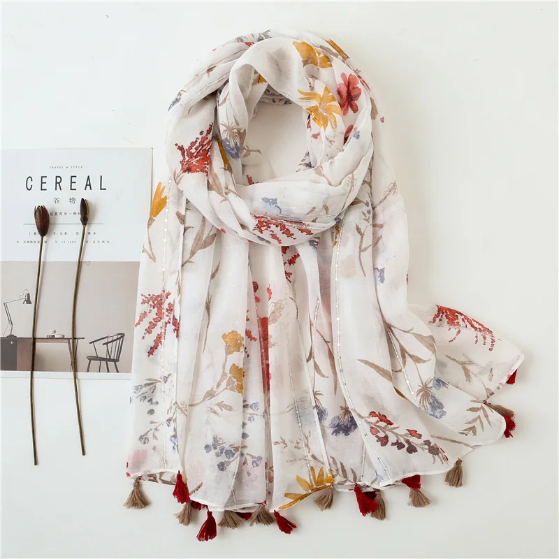 New Fashion Design Scarf Wrap Cozy Scarves Womens Floral Evening Shawls