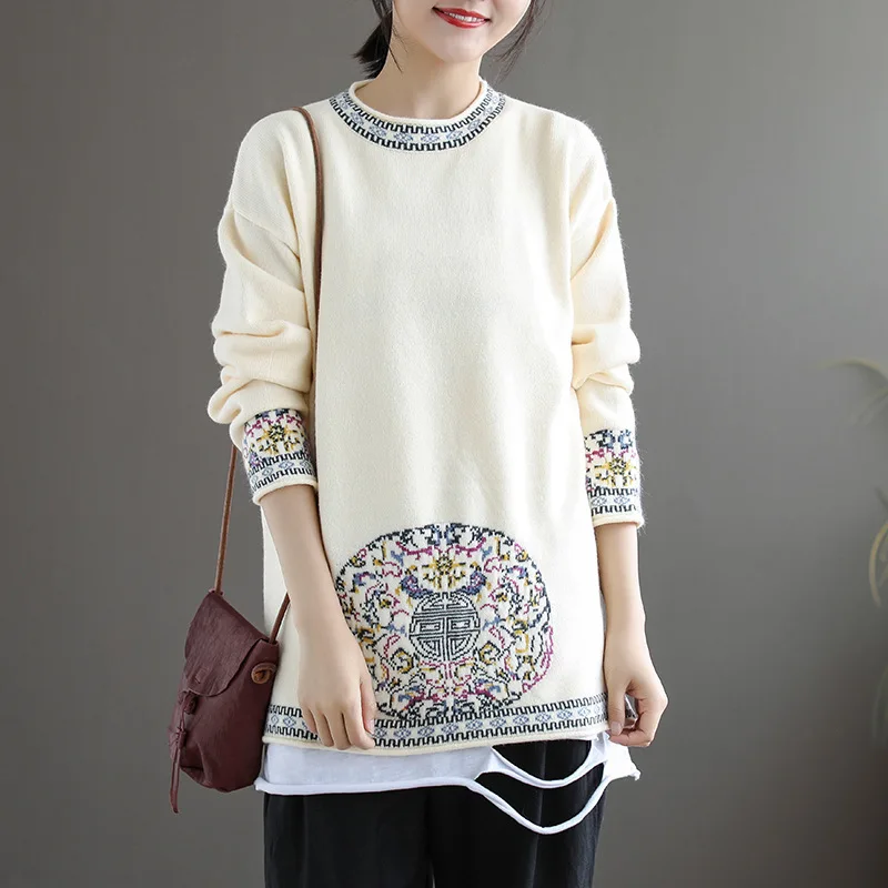 Женский вязаный джемпер Max LuLu зимний теплый пуловер в китайском стиле с принтом