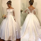 Женское свадебное платье с длинным рукавом, кружевное платье для невесты