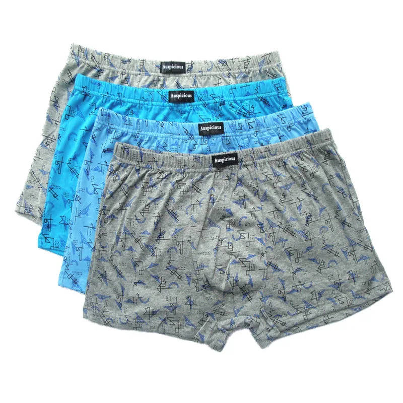 5pcs/Lot Men's underwear Man Cotton Boxer Men's mid-rise loose comfortable boxer 110KG large size 95% cotton underpants