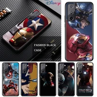 captain america and iron man for samsung galaxy s21 s10 s10e s9 s8 s7 note 20 10 9 8 ultra 5g plus edge pro black phone case