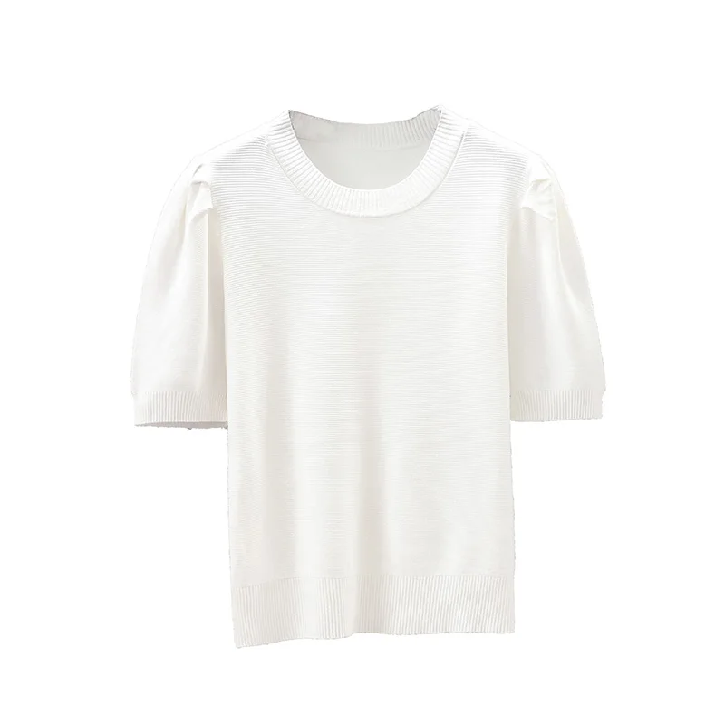 

Summer Short Sleeve Thin Knitted Pullover Button Tops Women 2019 Summer Solid Casual Korean Pull Femme Jumper Female Tee Shirt