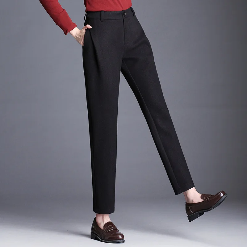 Женские шерстяные шаровары деловые брюки большого размера 5XL 6XL черные серые