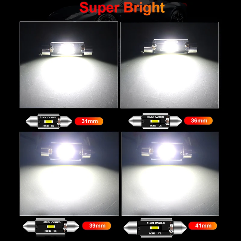 1pcs 41MM 31MM Festoon CSP CANBUS NO ERROR Non-polar Car Light Auto Interior Map Roof Reading Lamp White Bulb styling 12V | Автомобили и