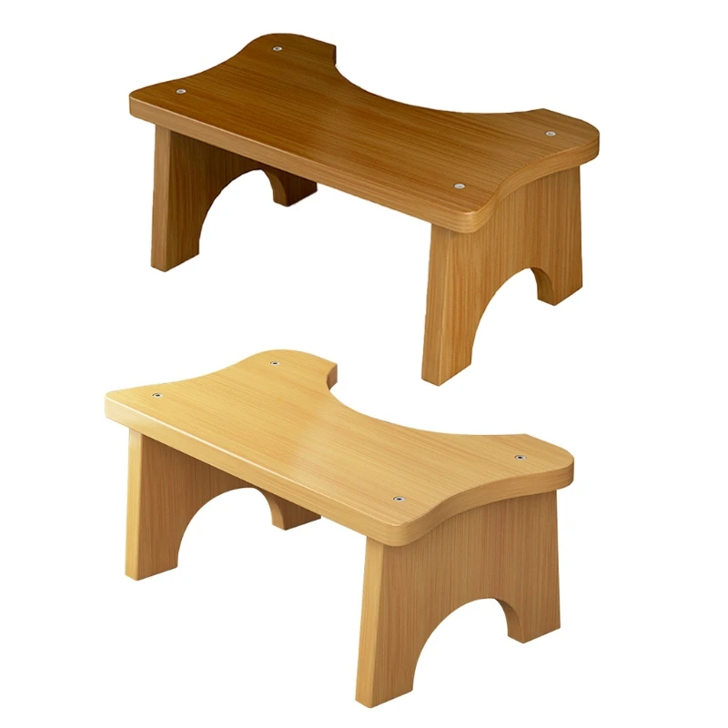 

N7ME Adults Kids Anti-slip Foot Seat Rest Helper Toilet Squatly Foot Stool Training Stand Bamboo Step Stool for Bathroom Kitchen
