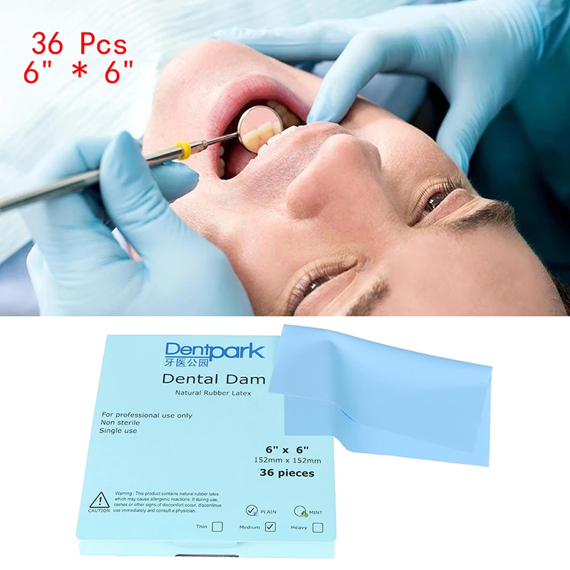 36Pcs/box 6“* 6” Dental Dam Sheet Blue Non Sterile Dental Rubber Dam Nature Latex