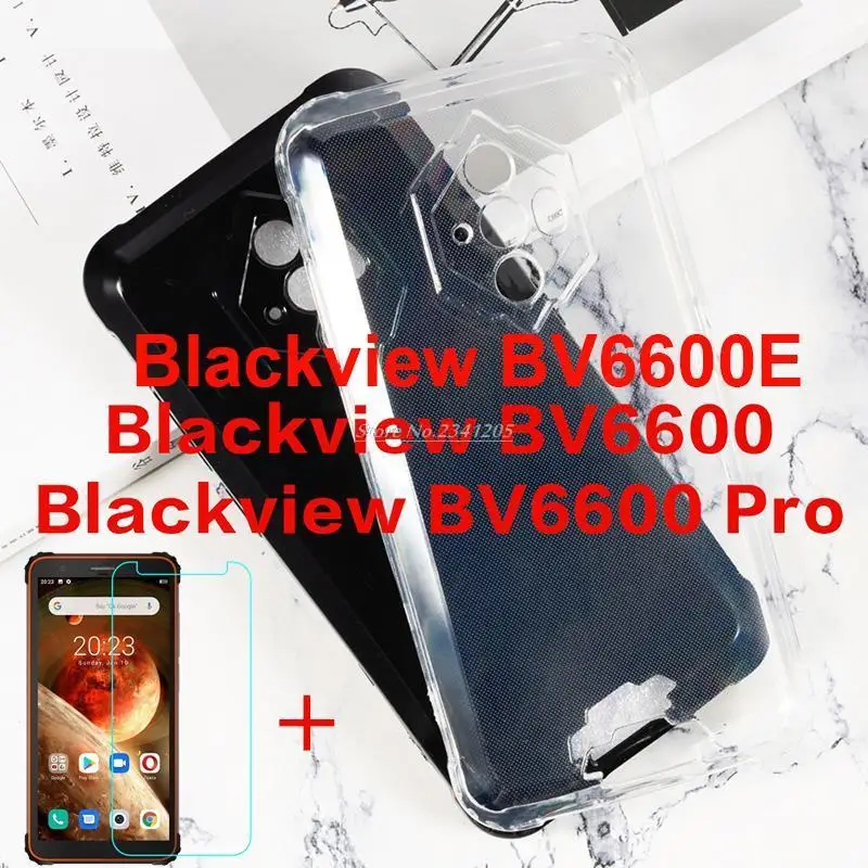 

BV6600E Case Silicone Soft Black TPU Case For Blackview BV6600 Pro Transparent Phone Case Tempered Glass for Blackview BV6600E