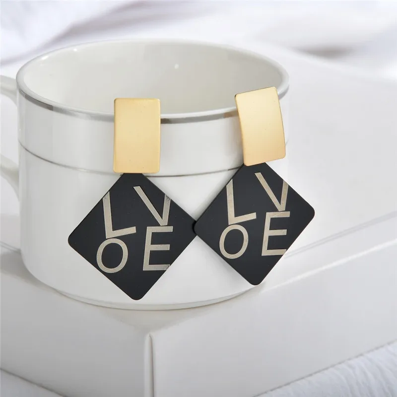 Женские длинные серьги в стиле хип хоп простые черные металлические с сердечками