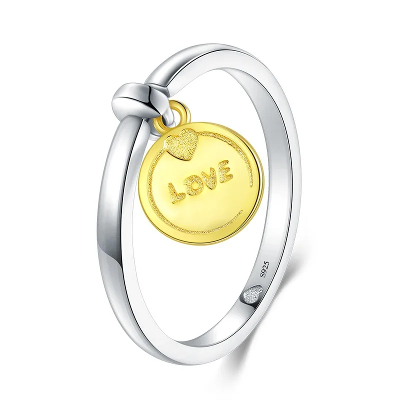 

Gold Color Coin Rings 100% 925 Sterling Silver Vintage Trendy Charm Finger Ring For Women Female Fine Jewelry Gift Anel