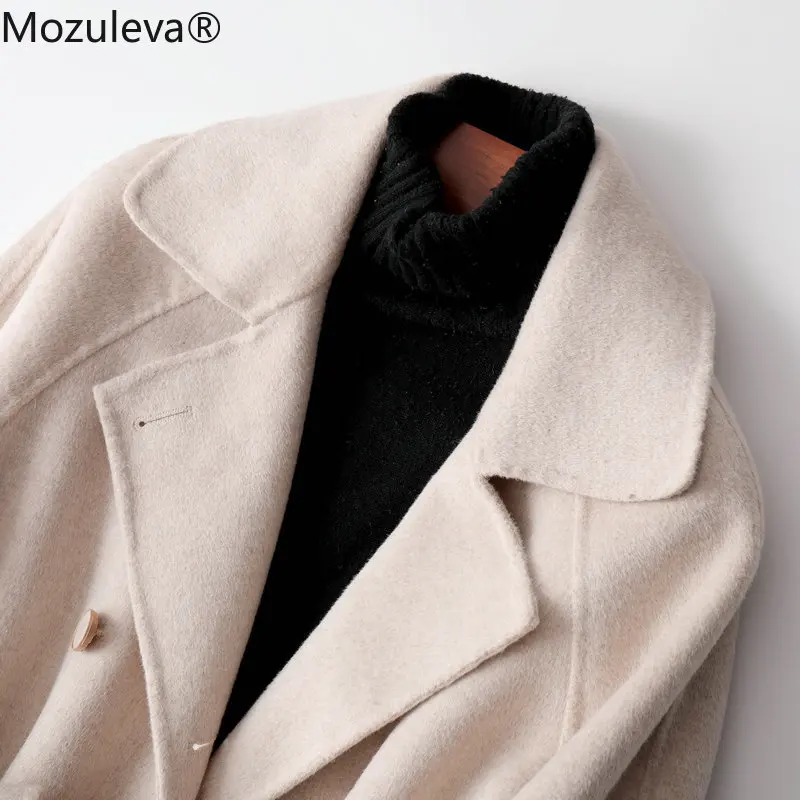 Молочно-коричневое двустороннее кашемировое шерстяное пальто мозалэва Женское