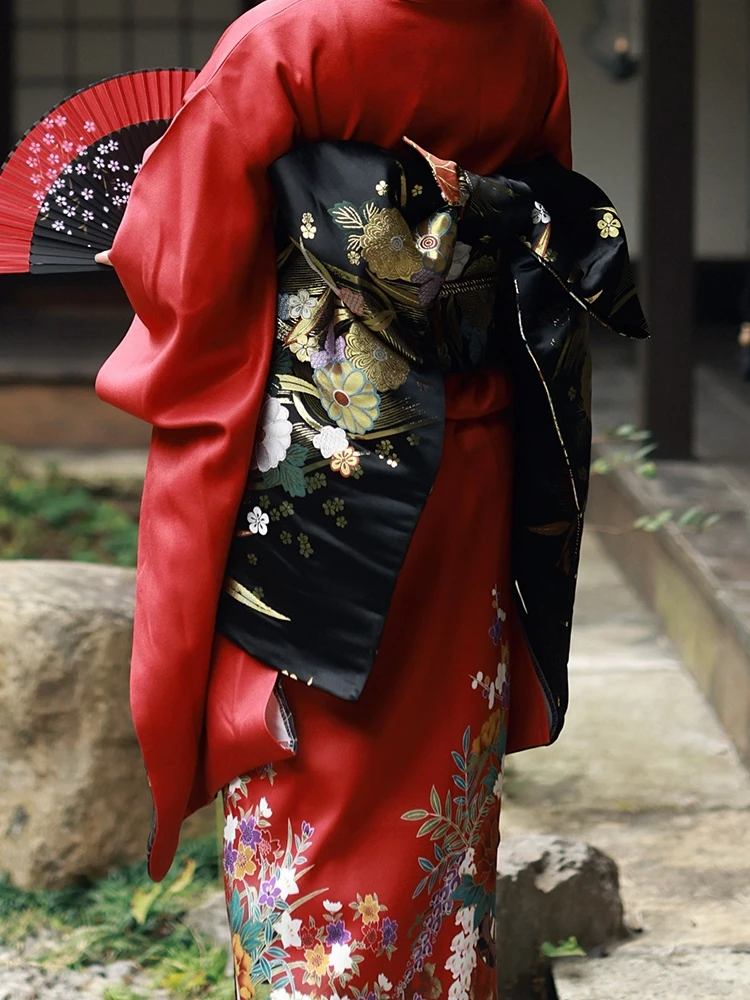 

Kimono Women Bathrobe Accessories Black Golden Premium jacquard Customization Girdle 2022 Large Bow Waist Belt