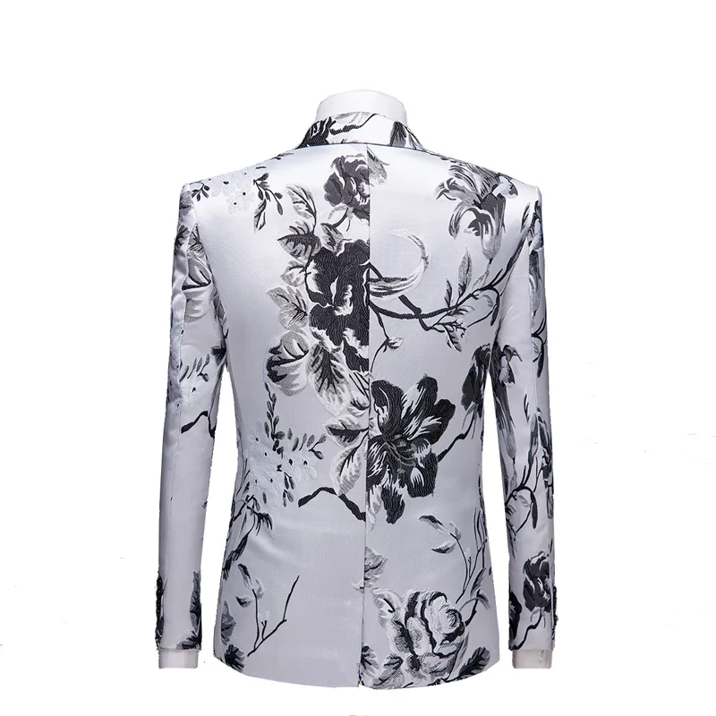 Мужской Блейзер Shenrun Модный облегающий жаккардовый пиджак с цветочным принтом