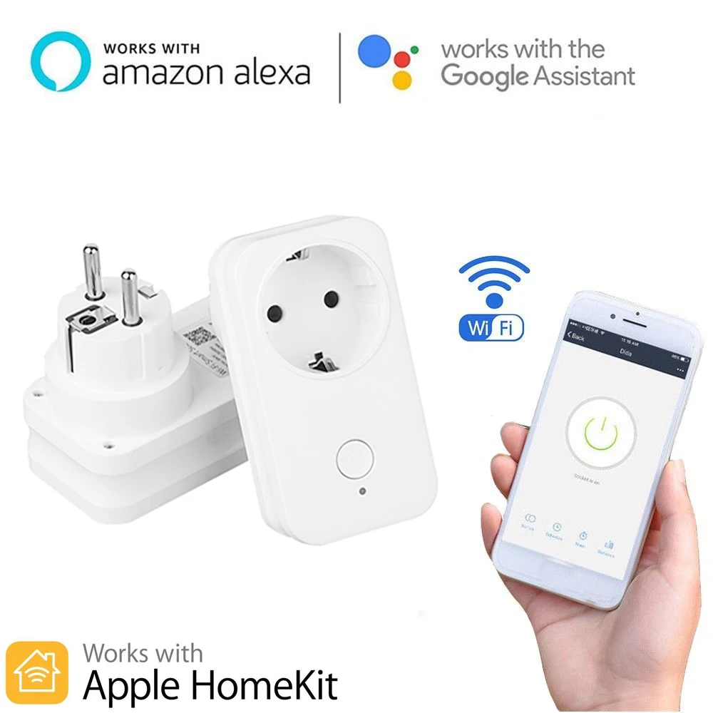 Умный дом WIFI переключатель Smart Socket для Apple Homekit ALexa Echo Google Home Адаптер ЕС США Siri Voice