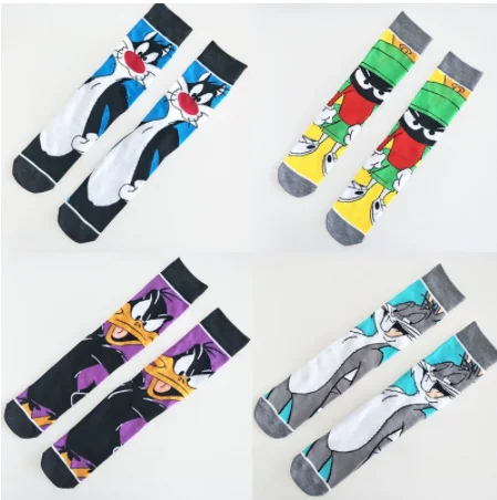 

Men Cartoon Funny Animals Bear Knee-High Socks Casual Hip Hop Creative Soft Happy Socks Calcetines Hombre Divertido