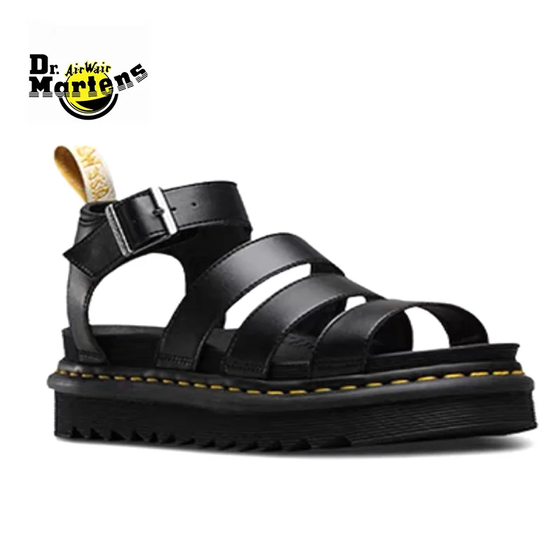 

Original Dr.Martens Women's Thick Heel VOSS Strap Doc Martin Platform Sandals Female Leather Durable Summer Breathable Shoes