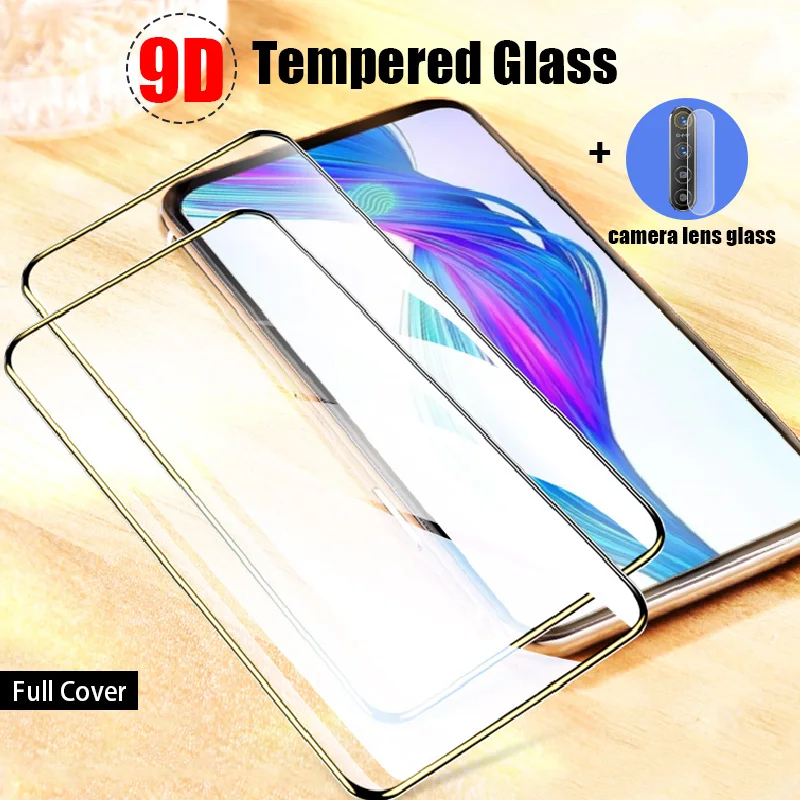 2 в 1 закаленное стекло для Realme 3i 3 9D полное покрытие Защитное объектива камеры Pro