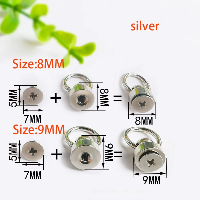 

10pcs Round Head Spots Spikes Nail Screwback Metal Ball Post With O Ring Studs Rivets Leather Craft phone case decor Accessories