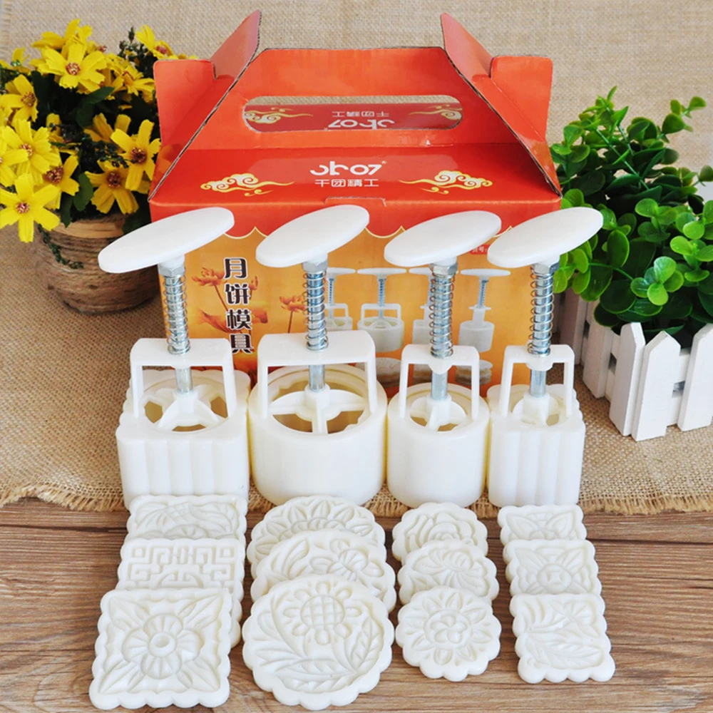 

Hand Pressing Mold Molder Baking Cake Mold Press White 16pcs Mung Bean