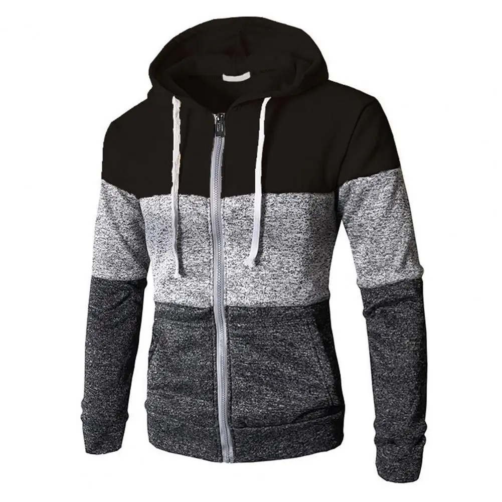 

2021 Autumn Winter Men Zip Up Casual Elastic Sweater Coat Tops Contrast Color Long Sleeve Elastic Band Casual Sweater for Jogger