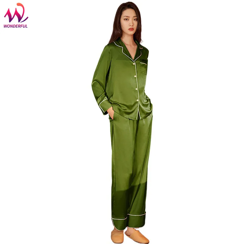 

Satin Chiffon Sleepwear Women's Pajamas Set Silk Satin Home Suit Woman Pijama Mujer Soft Slip Pyjamas Lounge Wear Home Clothes