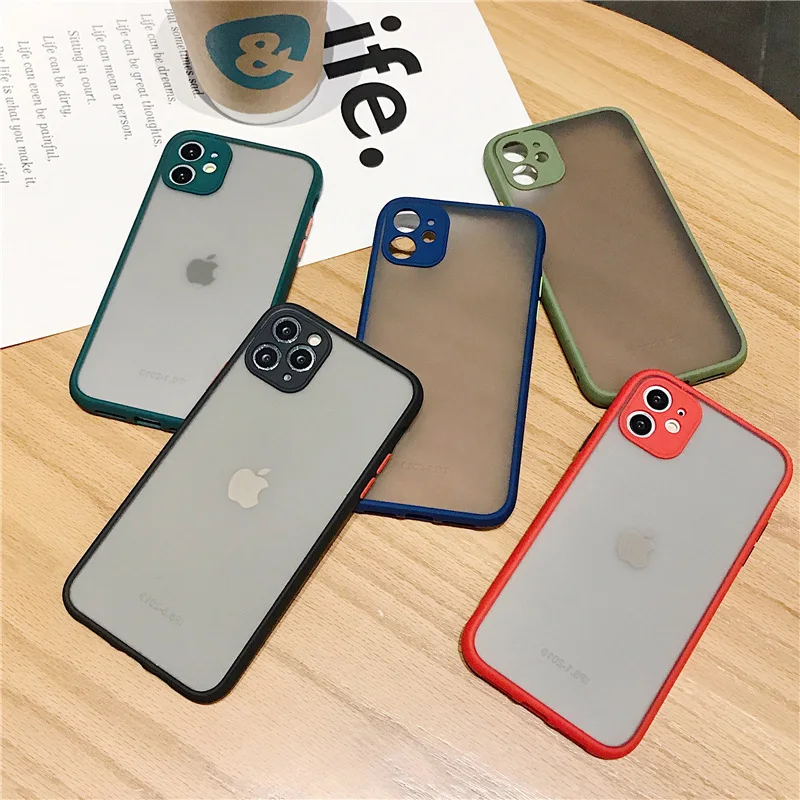 

500pcs Camera Lens Protection Case For iPhone 11 Pro Max X XS Max XR 6 6S 7 8 Plus Matte Translucent Hard Shockproof Back Cover