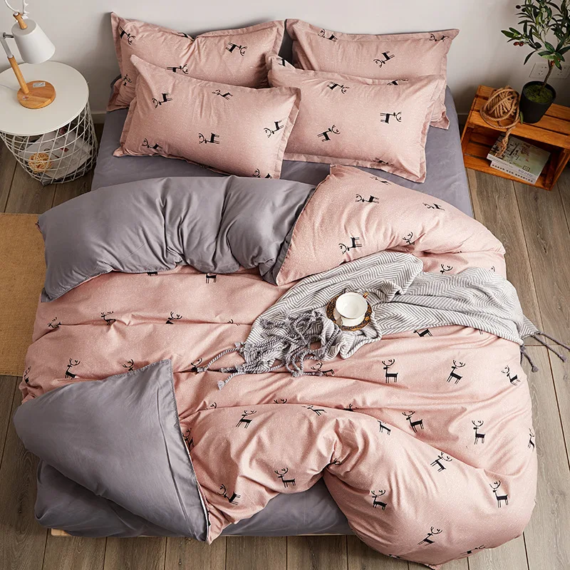 

Sheet pillowcase&duvet cover set bird bedding set bed linen duvet cover set stripe duvet cover Grey flat sheet cartoon bed set