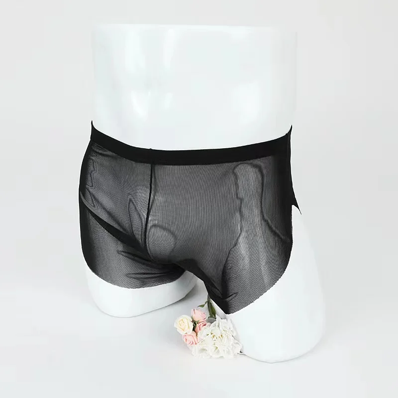 2021 Summer Mesh Men Underwear Seamless Transparent Boxer Shorts Ultra Thin Sheer Breathable Comfortable Panties Underpants