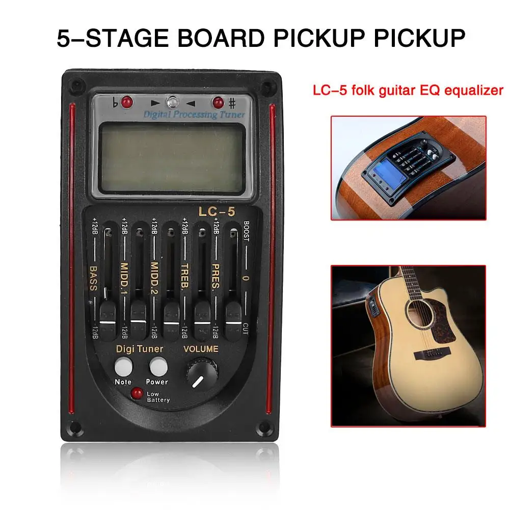 

Professional 5-Band Guitar Preamp EQ Equalizer Piezo Pickup Tuner Accessories