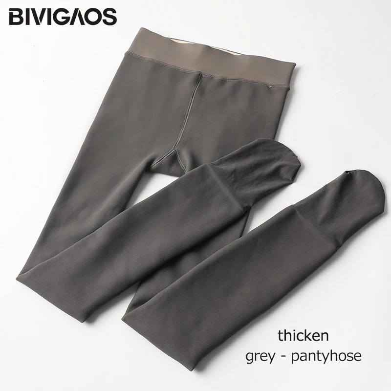Velvet-pantyhose BIVIGAOS осень зима бархатные толстые теплые леггинсы Поддельные полупрозрачные Брюки для ног стюардесса серый тонкий для похудения женские леггинсы Сексуальные колготки - Цвет: Velvet-pantyhose