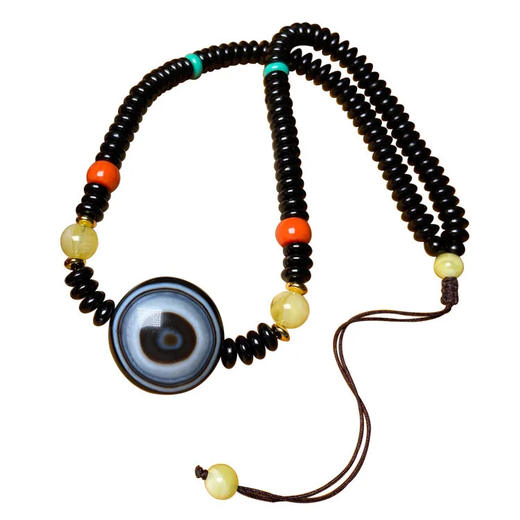 

Natural 7a Textured Agate Dzi Bead Braided Rope Pendant Necklace Fashion Jewelry Accessories For Women Mens Jade Necklaces