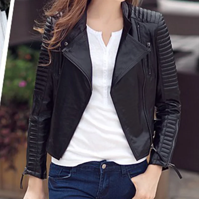 Fitaylor 2020 Осенняя женская кожаная куртка в стиле панк из мягкой искусственной кожи