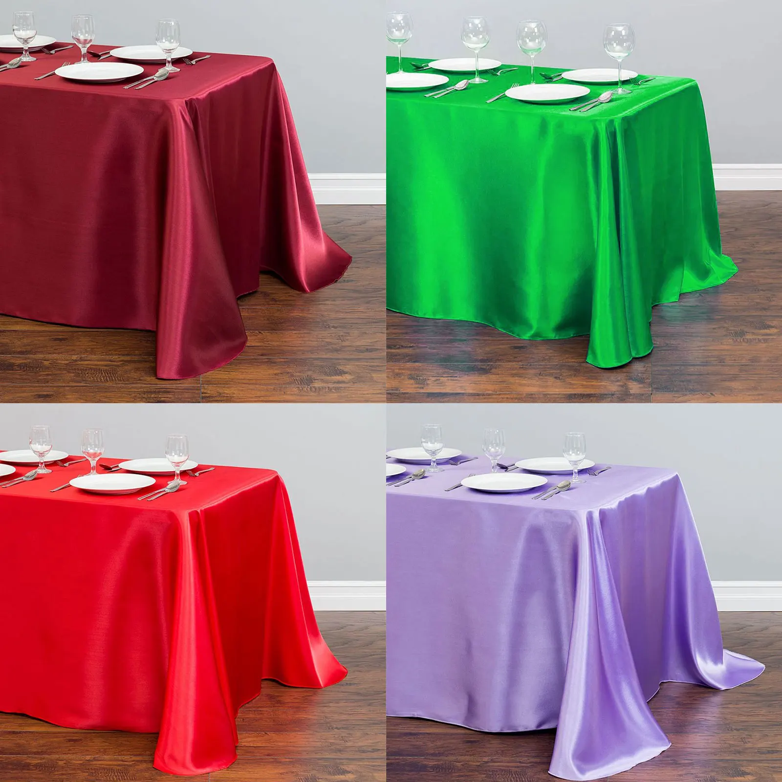مستطيل الساتان Tablecloth الجدول تراكب مأدبة غطاء طاولة طعام للكبار عيد ميلاد سعيد لوازم حفلات الزفاف زينة