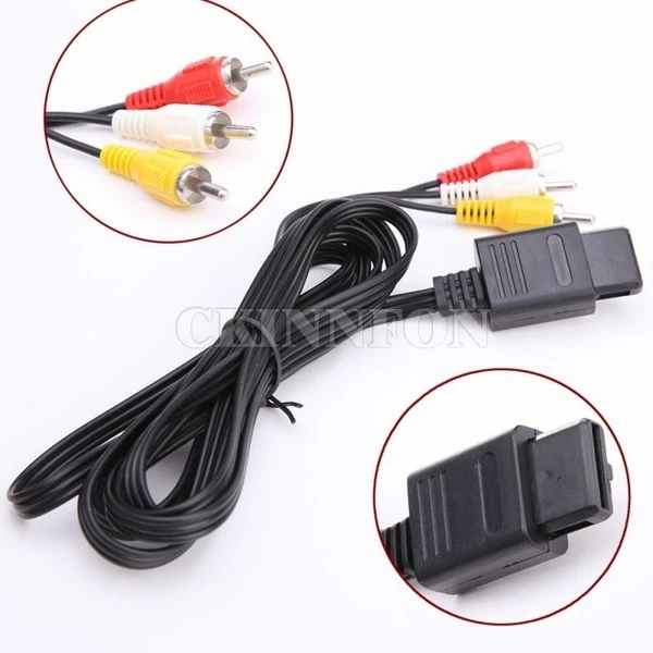 

200Pcs/Lot 1.8m 6FT AV TV 3RCA 3 rca Video Cord Cable For Game cube/for SNES GameCube/for Nintendo for N64 64 Game Cable