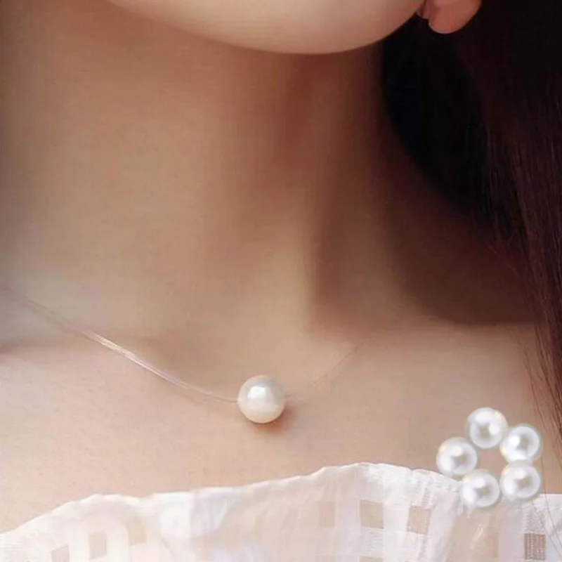 Прозрачная подвеска-чокер невидимая леска цепочка трендовые имитация жемчуга