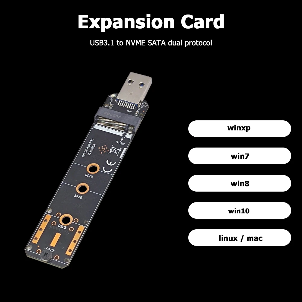 Двойной протокол M.2 NVME к USB 3.1SSD адаптер M2 SSD NGFF конвертер карты 10 Гбит/с USB3.1 Gen 2 для