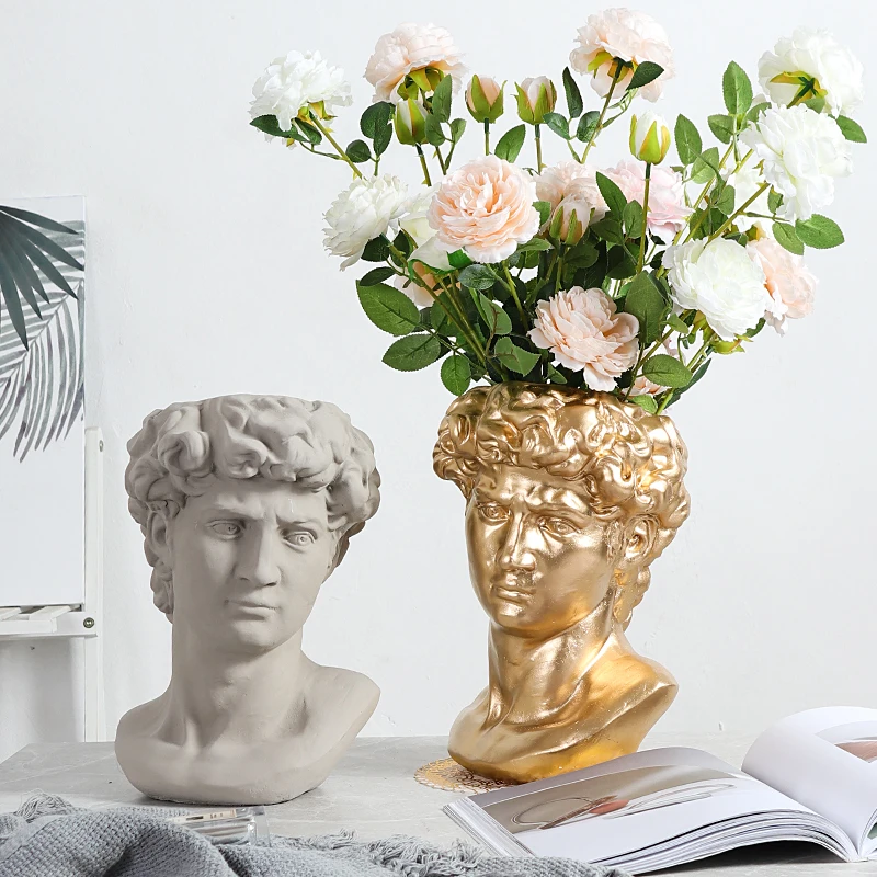 

Sales David Vase Statue Retro Flower Pot Sculpture Home Furnishing Cement Crafts Decoration Livingroom Plaster Ornament R124