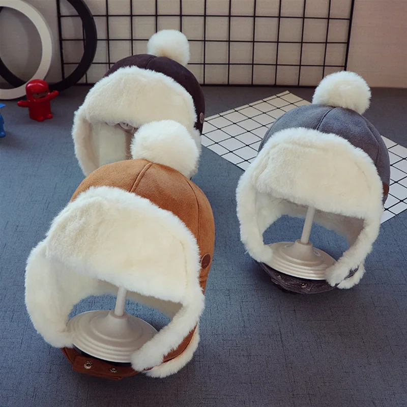 

Baby hats Children Lei Feng hat autumn and winter boy warm hat girl deer suede earmuffs baby thickening plush cap kids beanies