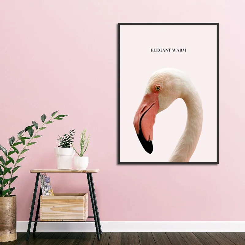 

Nordic Modern Home Canvas Painting Pink Flowers & Flamingo Artwork Decoration For Living Room Porch Decoration Painting Wall Art