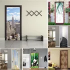 Наклейки на двери, водостойкие, из ПВХ, с изображением городского пейзажа