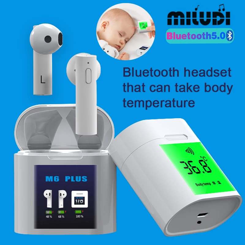 

Беспроводные наушники M6S PLUS, Bluetooth гарнитура, спортивные наушники, Тест температуры, медицинские музыкальные наушники для Xiaomi Huawei Iphone