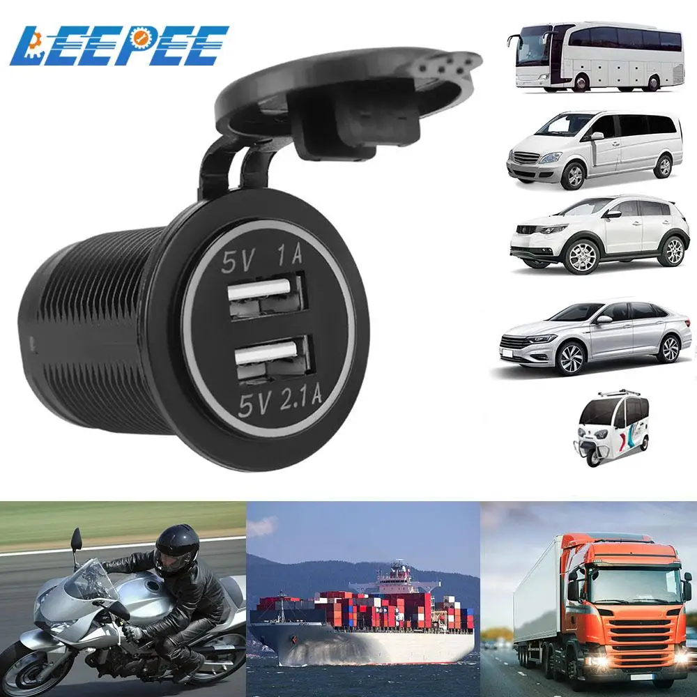 

Dual USB Charger Outlet Adapter Universal Power Socket 3.1A Waterproof for Auto Marine Motorcycle Truck 12-24V